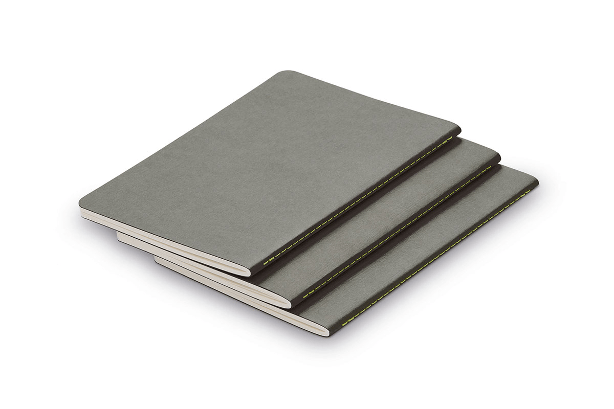 LAMY booklet A6 set of 3 with silver grey cover and neon stitching - Fontoplumo