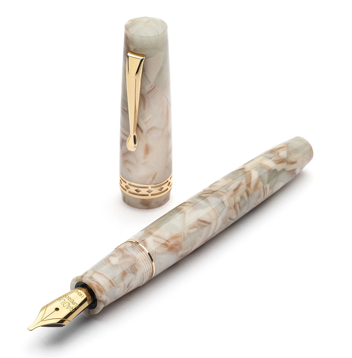 Radius Settimo Marmo Bianco gold fountain pen - Fontoplumo