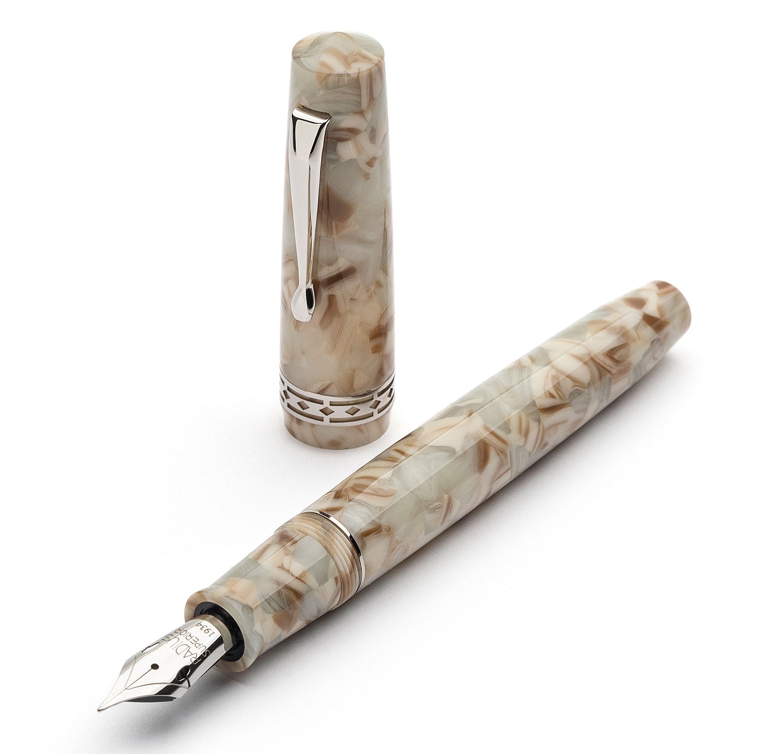 Radius Settimo Marmo Bianco silver fountain pen - Fontoplumo